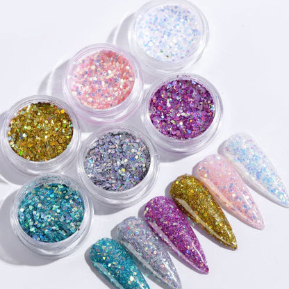 Charms 6 Colors Sparkly Nail Glitter Set