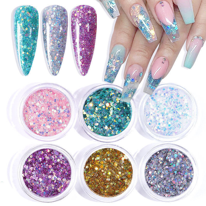 Charms 6 Colors Sparkly Nail Glitter Set