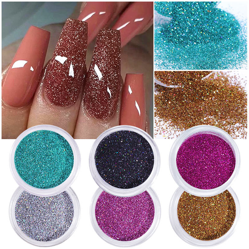 Charms 6 Colors Sparkly Nail Glitter Set