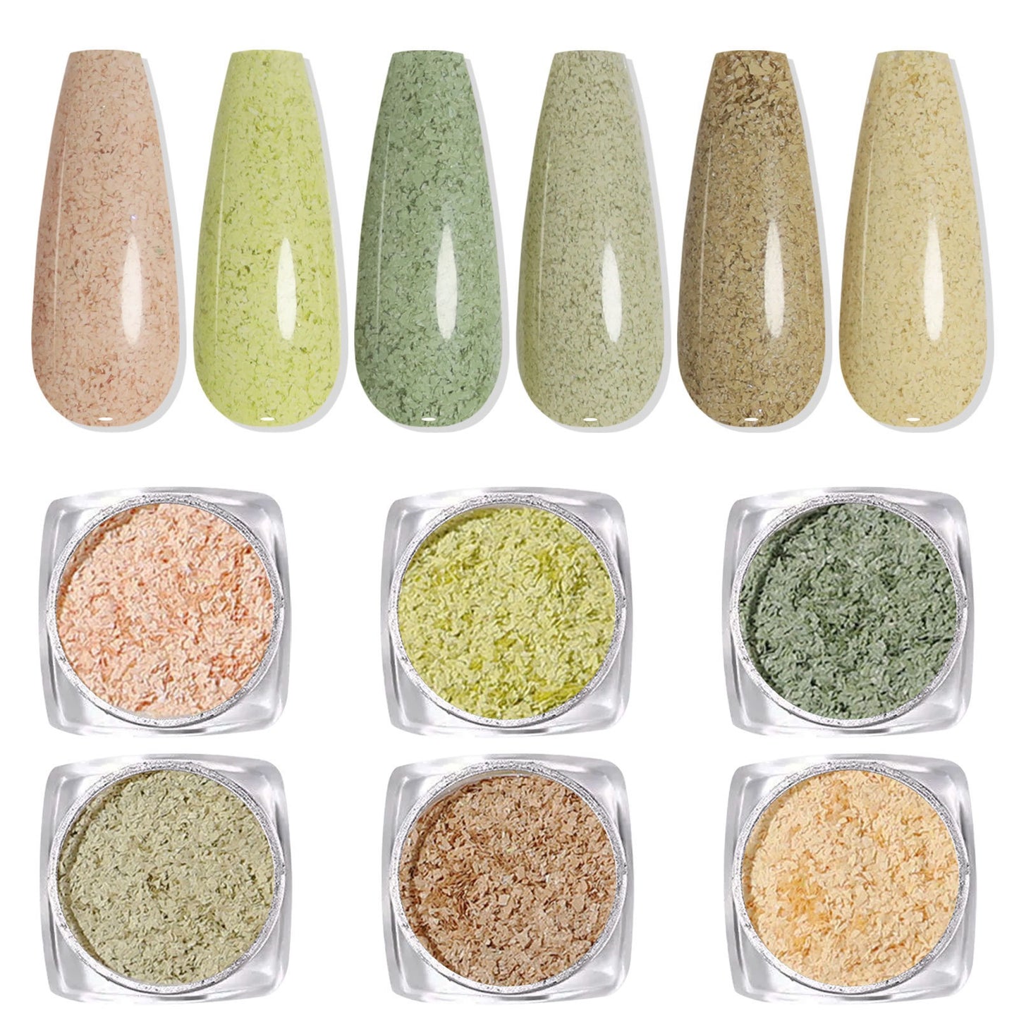 Nail Art Wood Chip Powder 6 Colors Set