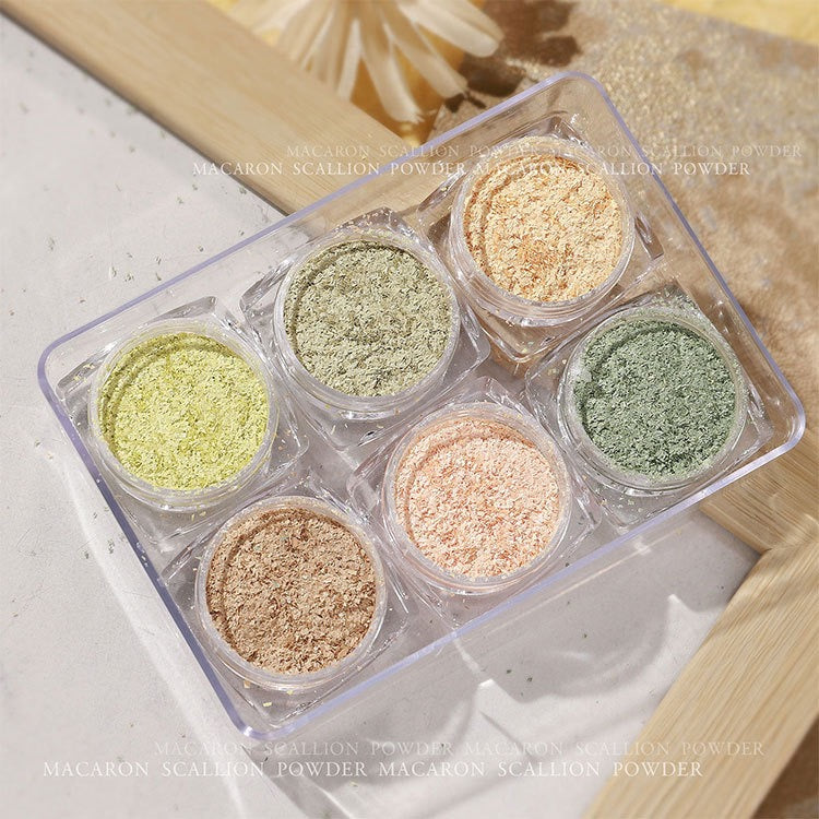 Nail Art Wood Chip Powder 6 Colors Set