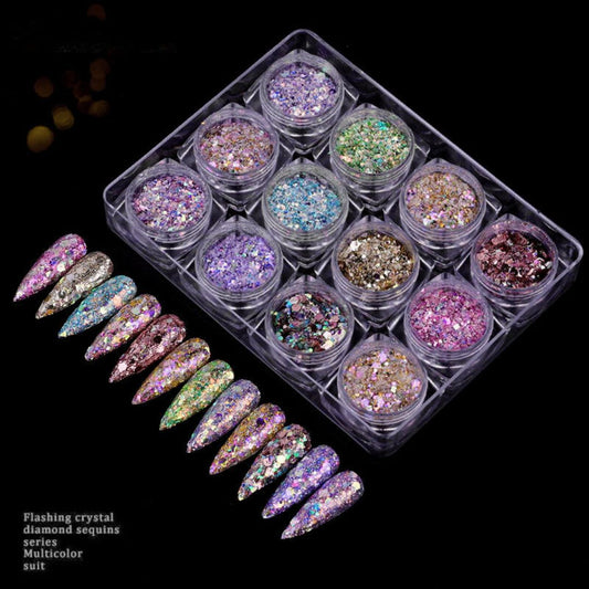 Nail Art Laser Glitter Sequins 12 Colors Light